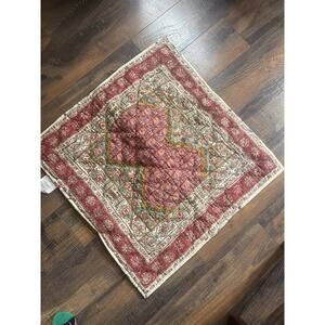 Pottery Barn Zarina Red Floral Quilted Euro Pillow Shams Boho 26" x 26"